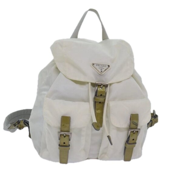 PRADA Backpack Nylon White Silver Auth 85291V - Picture 1 of 15
